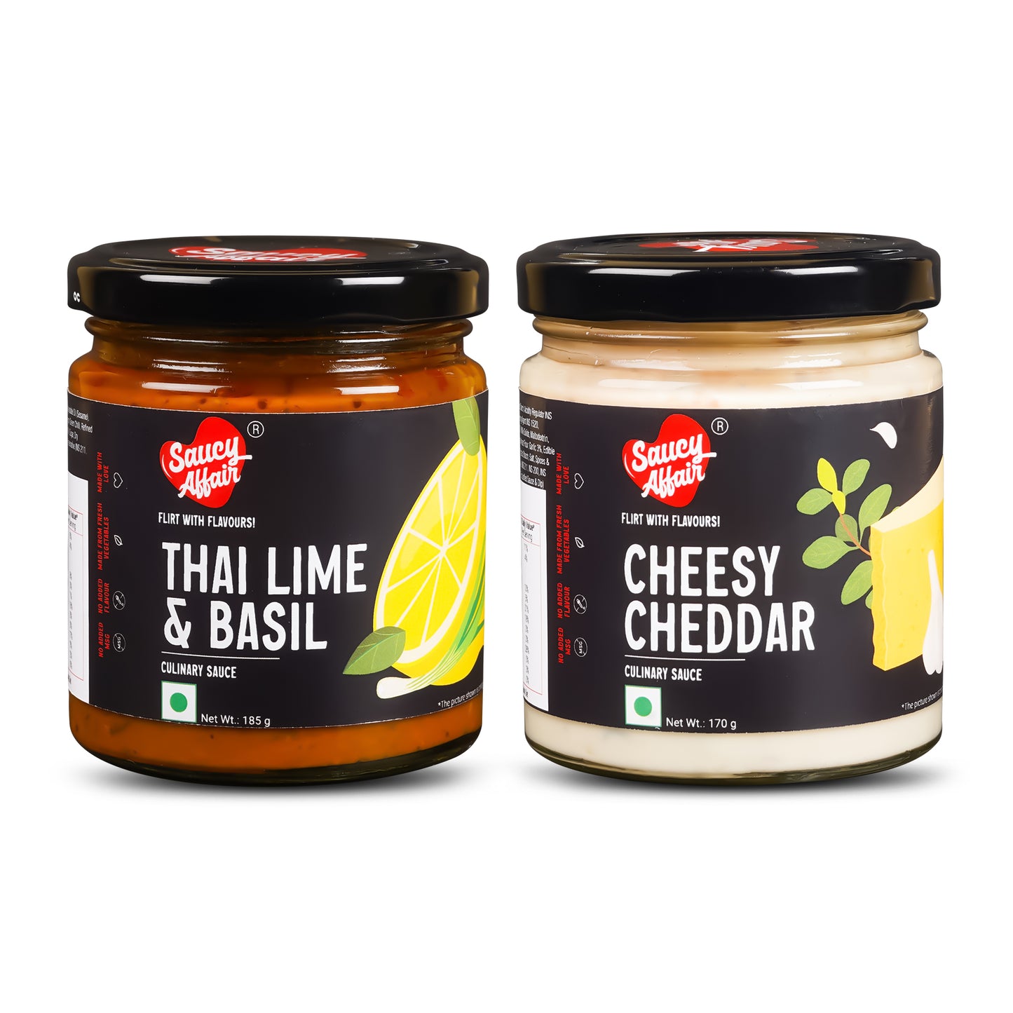 Thai Lime & Basil Sauce - 185g + Cheesy Cheddar Sauce - 170g Combo (Pack of 2)