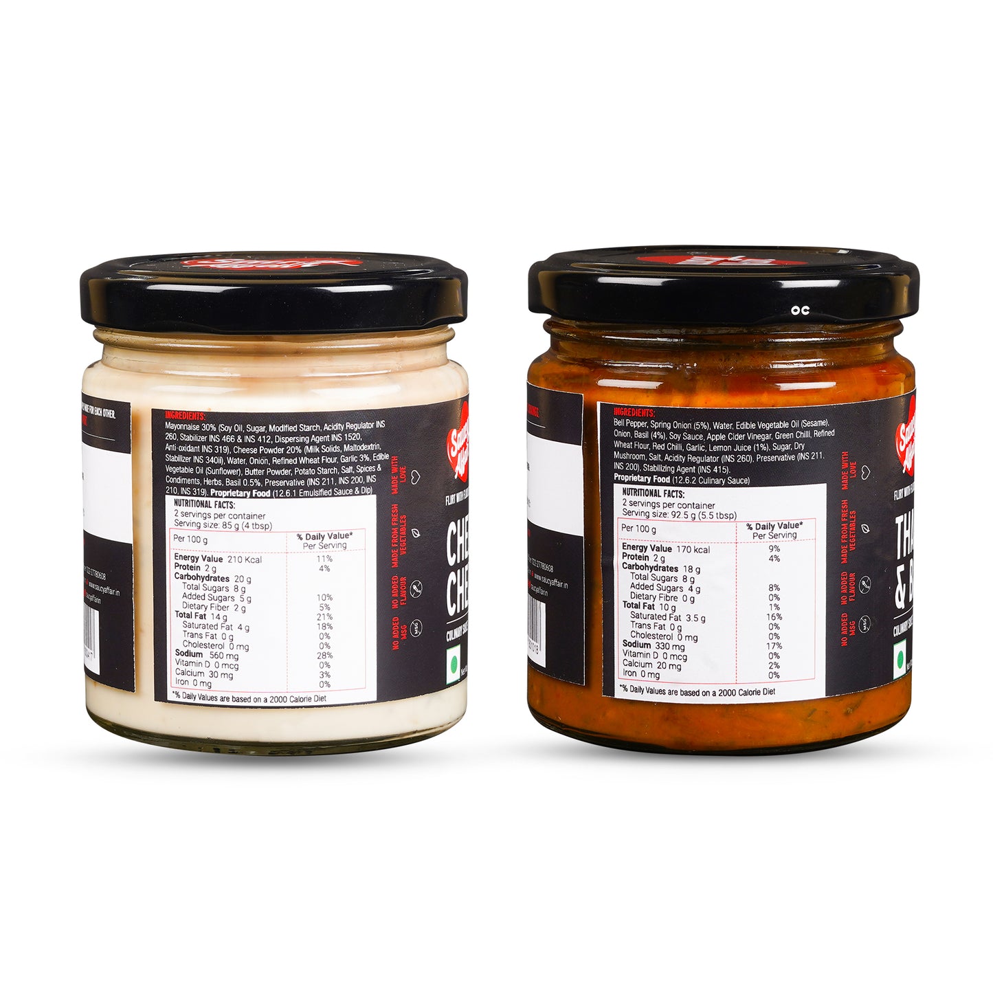 Thai Lime & Basil Sauce - 185g + Cheesy Cheddar Sauce - 170g Combo (Pack of 2)
