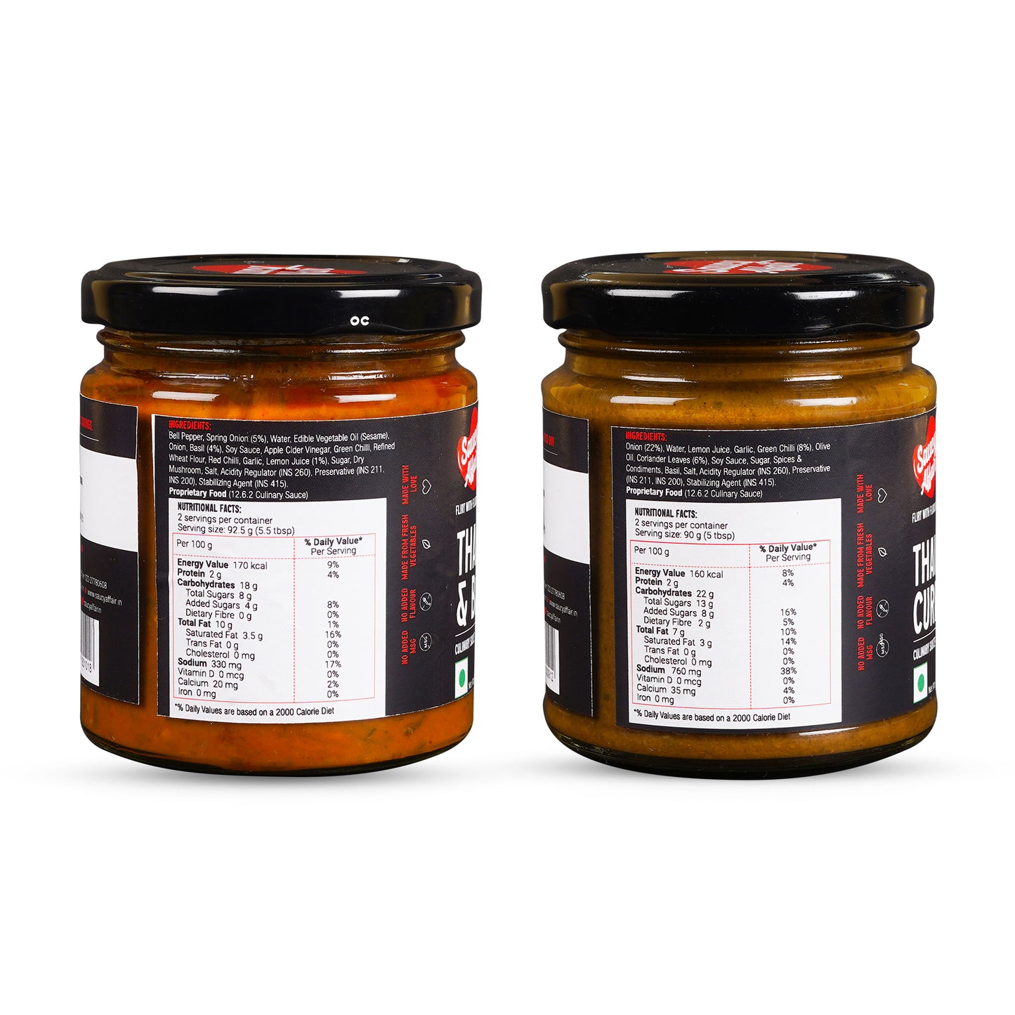 Thai Lime & Basil Sauce - 185g + Thai Green Curry Sauce - 180g Combo (Pack of 2)