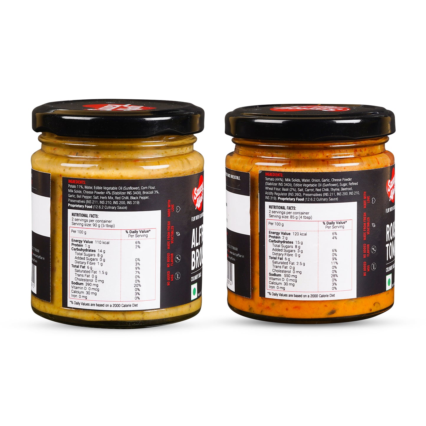 Alfredo Broccoli 180g + Roasted Tomato Basil Sauce Combo (Pack of 2)