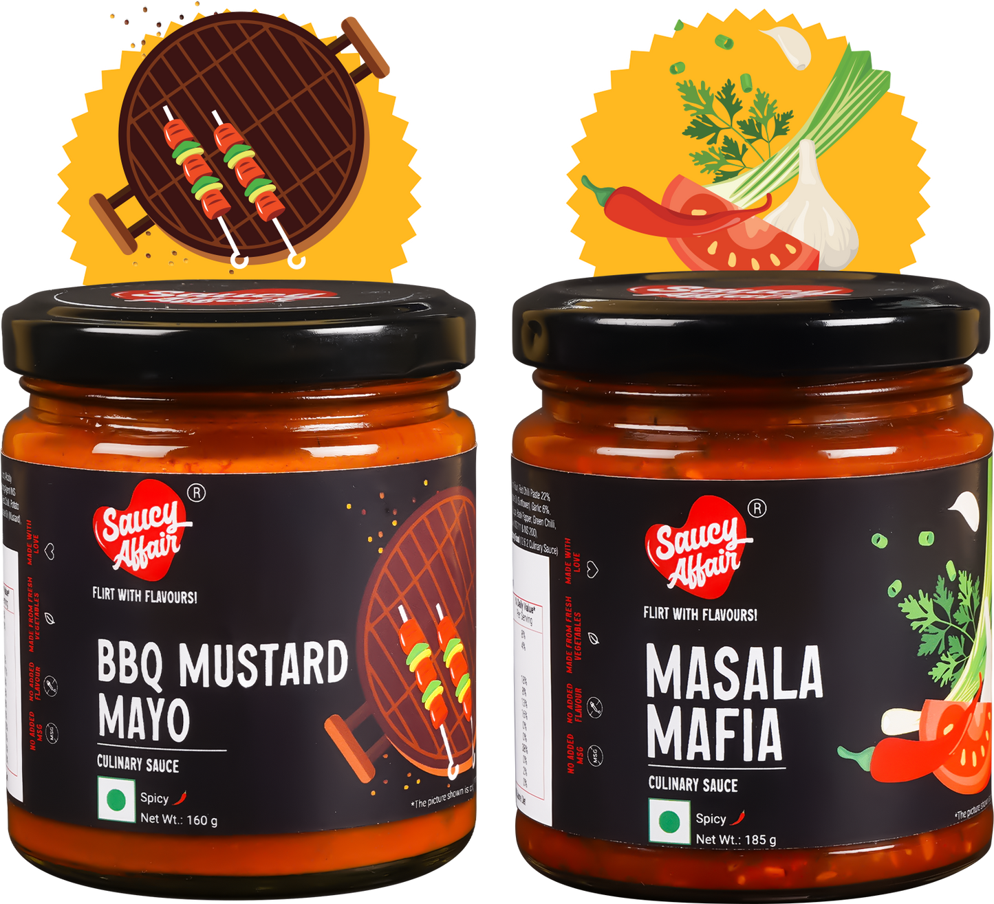 BBQ Mustard Mayo 160g + Masala Mafia - 185g Combo (Pack of 2)