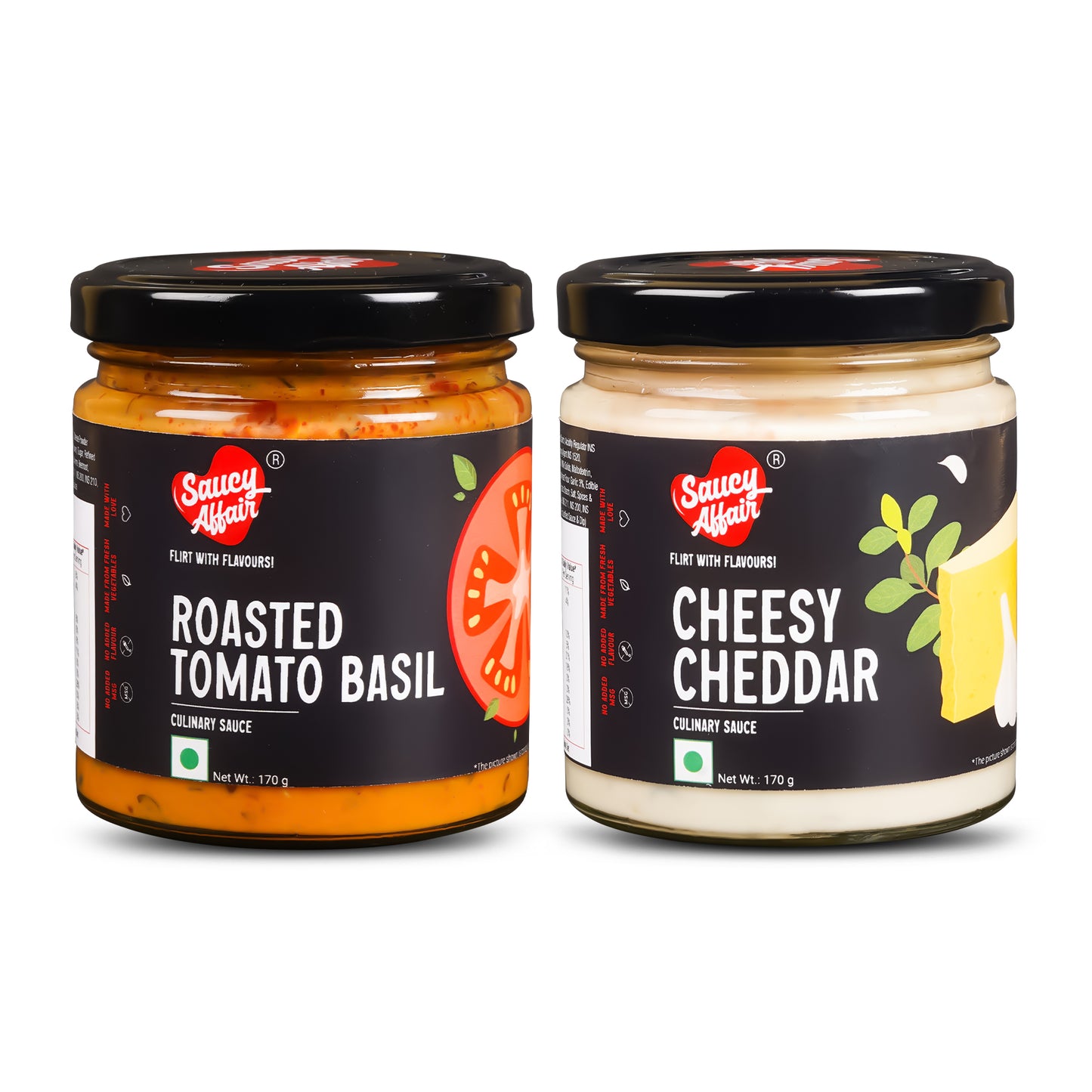 Cheesy Cheddar - 170g  + Roasted Tomato Basil Sauce 170g Combo (Pack of 2)