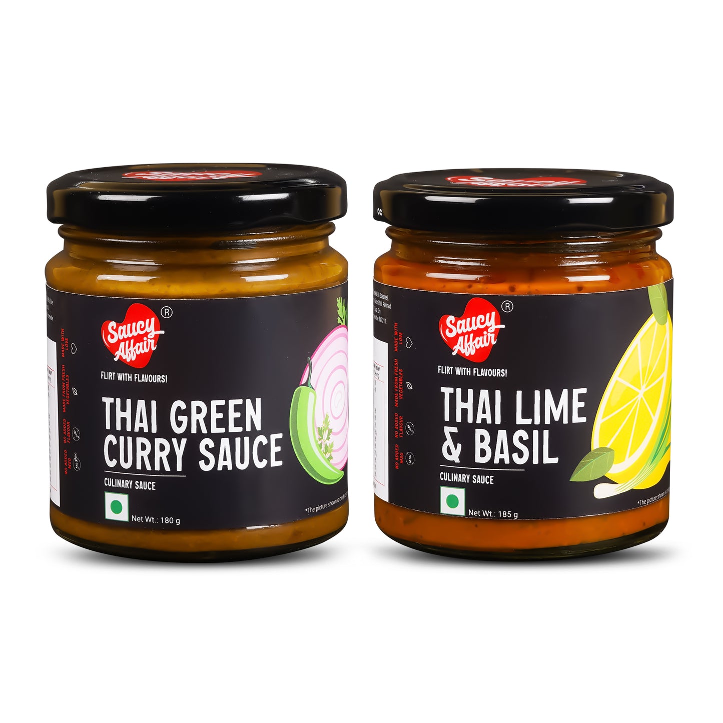Thai Lime & Basil Sauce - 185g + Thai Green Curry Sauce - 180g Combo (Pack of 2)
