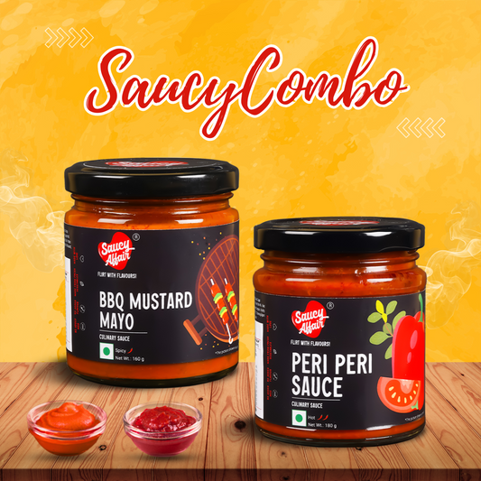 BBQ Mustard Mayo(160g) +  Peri Peri Sauce(180g) - Combo of 2