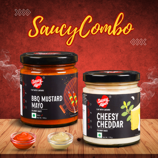 BBQ Mustard Mayo(160g)+ Cheesy Cheddar(170g)- Combo of 2