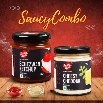 Schezwan Ketchup(180g)+ Cheesy Cheddar(170g) - Combo of 2