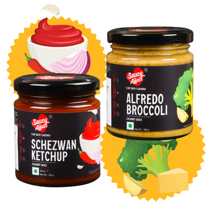 Alfredo Broccoli + Schezwan Ketchup - Combo of 2