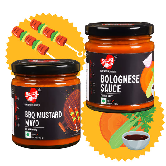 BBQ Mustard Mayo 160g + Bolognese Sauce 180g Combo (Pack of 2)