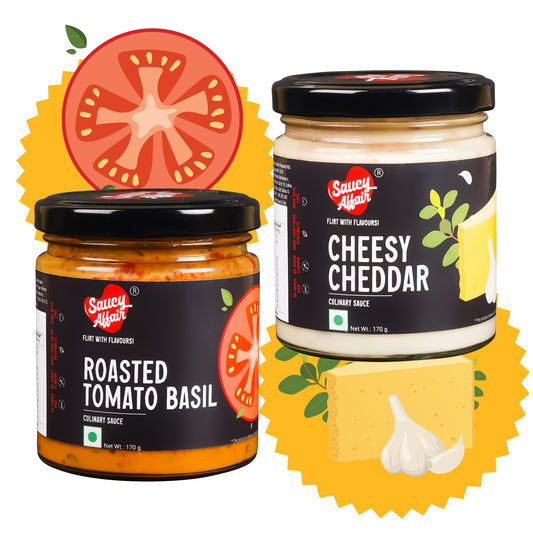 Cheesy Cheddar + Roasted Tomato Basil - Combo of 2