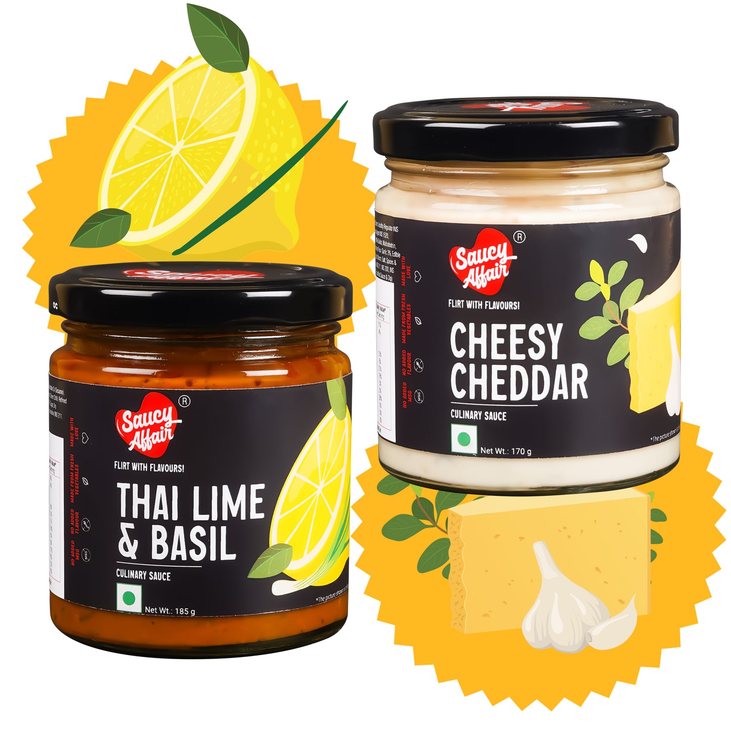 Cheesy Cheddar 170g  + Thai Lime & Basil - 180g  Combo (Pack of 2)